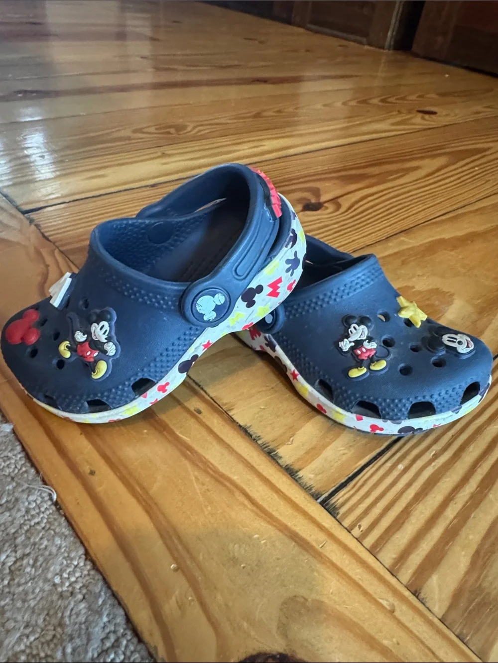 CROCS Navy Mickey Mouse Kids Water Clogs with Multi Accent Trim
